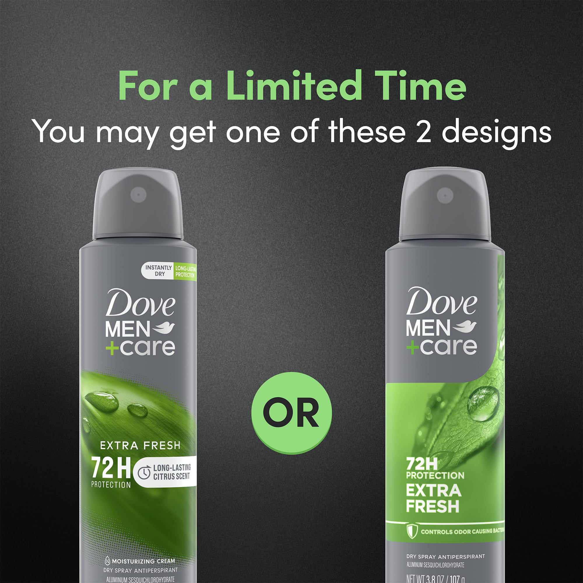 Dove Men+Care Dry Spray Antiperspirant for Men 2-Pack (3.8 Oz Ea) + Travel Body Wash (3 Oz) – 72H Protection, Long-Lasting Extra Fresh Fragrance