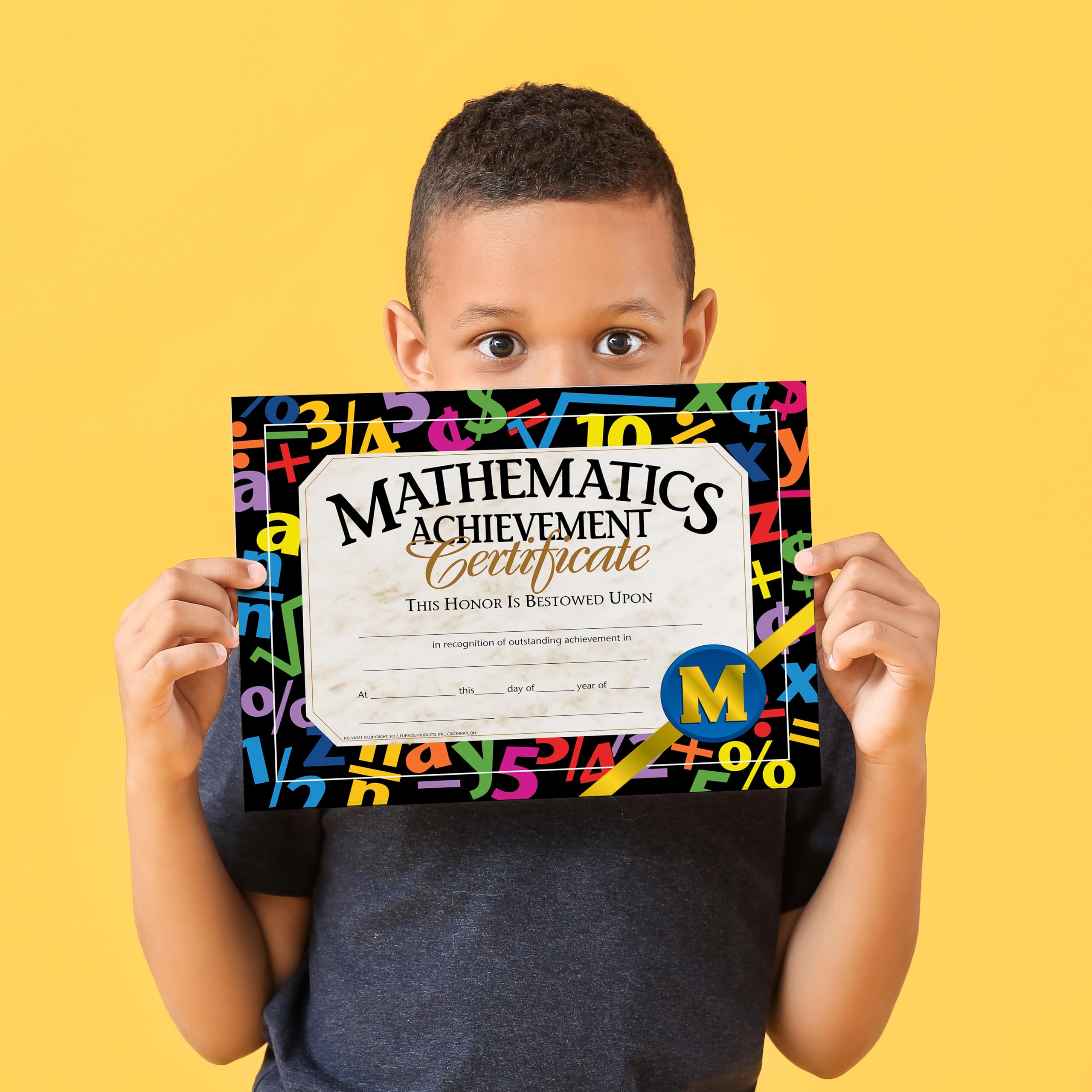 Flipside Products Mathematic Achievement Certificate, Math Recognition, Student Award, Incentive, 8.5" x 11", 30 Pack