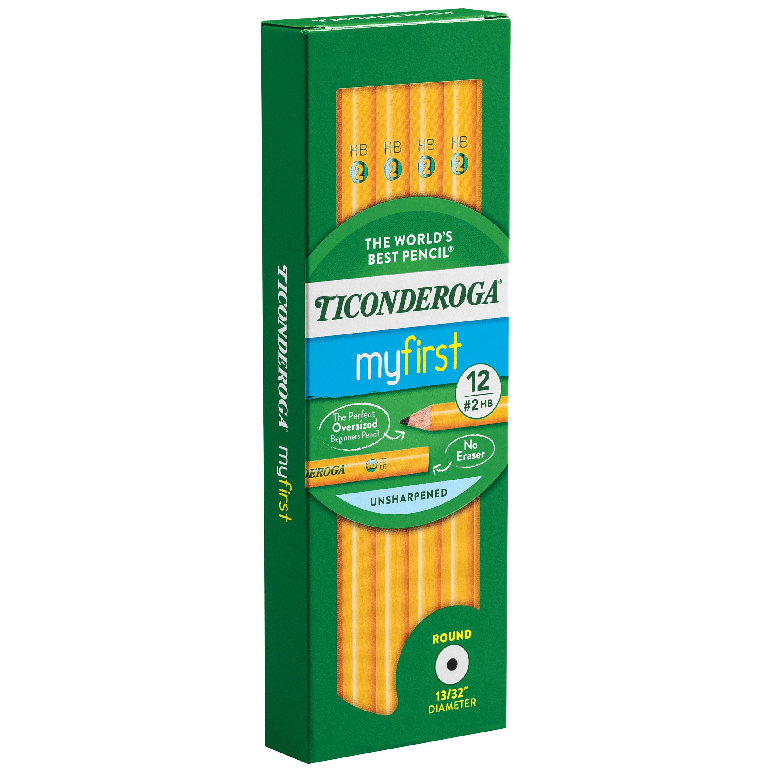Ticonderoga Beginner Wood-Cased Pencils, 2 HB Soft, Yellow, 12 Count (X13080)