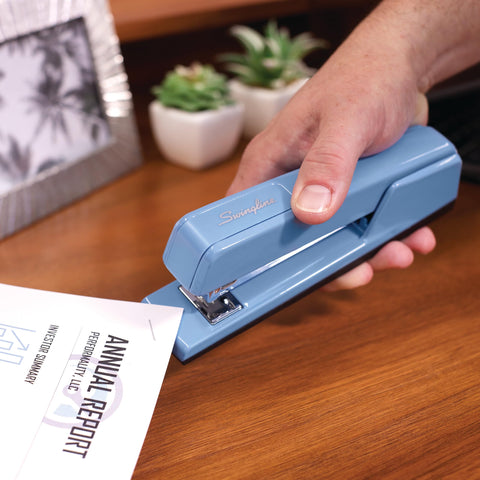 Swingline Stapler, 30 Sheet Capacity, 747 Classic Desktop Stapler, Jam Free, Metal, Sky Blue (74708)