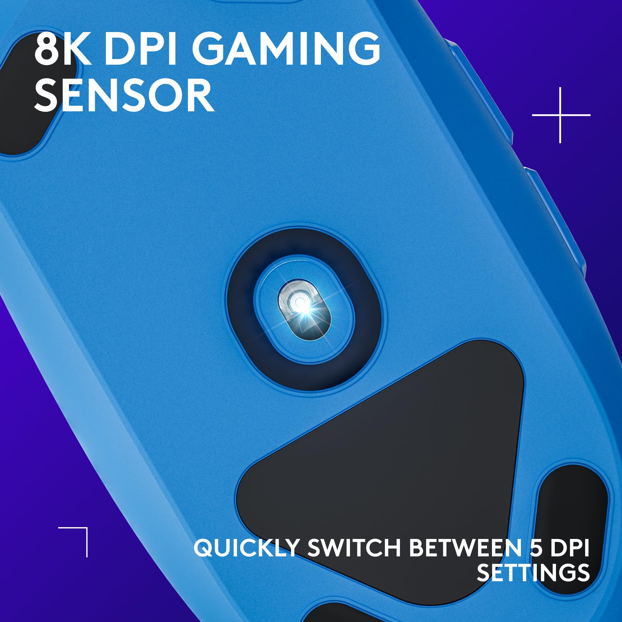 Logitech G203 Wired Gaming Mouse, 8,000 DPI, Rainbow Optical Effect LIGHTSYNC RGB, 6 Programmable Buttons, On-Board Memory, Screen Mapping, PC/Mac Computer and Laptop Compatible - Blue
