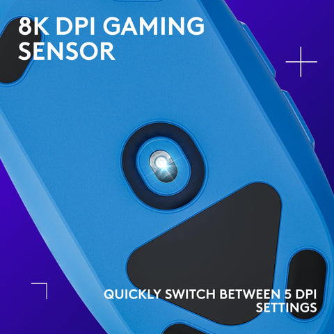 Logitech G203 Wired Gaming Mouse, 8,000 DPI, Rainbow Optical Effect LIGHTSYNC RGB, 6 Programmable Buttons, On-Board Memory, Screen Mapping, PC/Mac Computer and Laptop Compatible - Blue