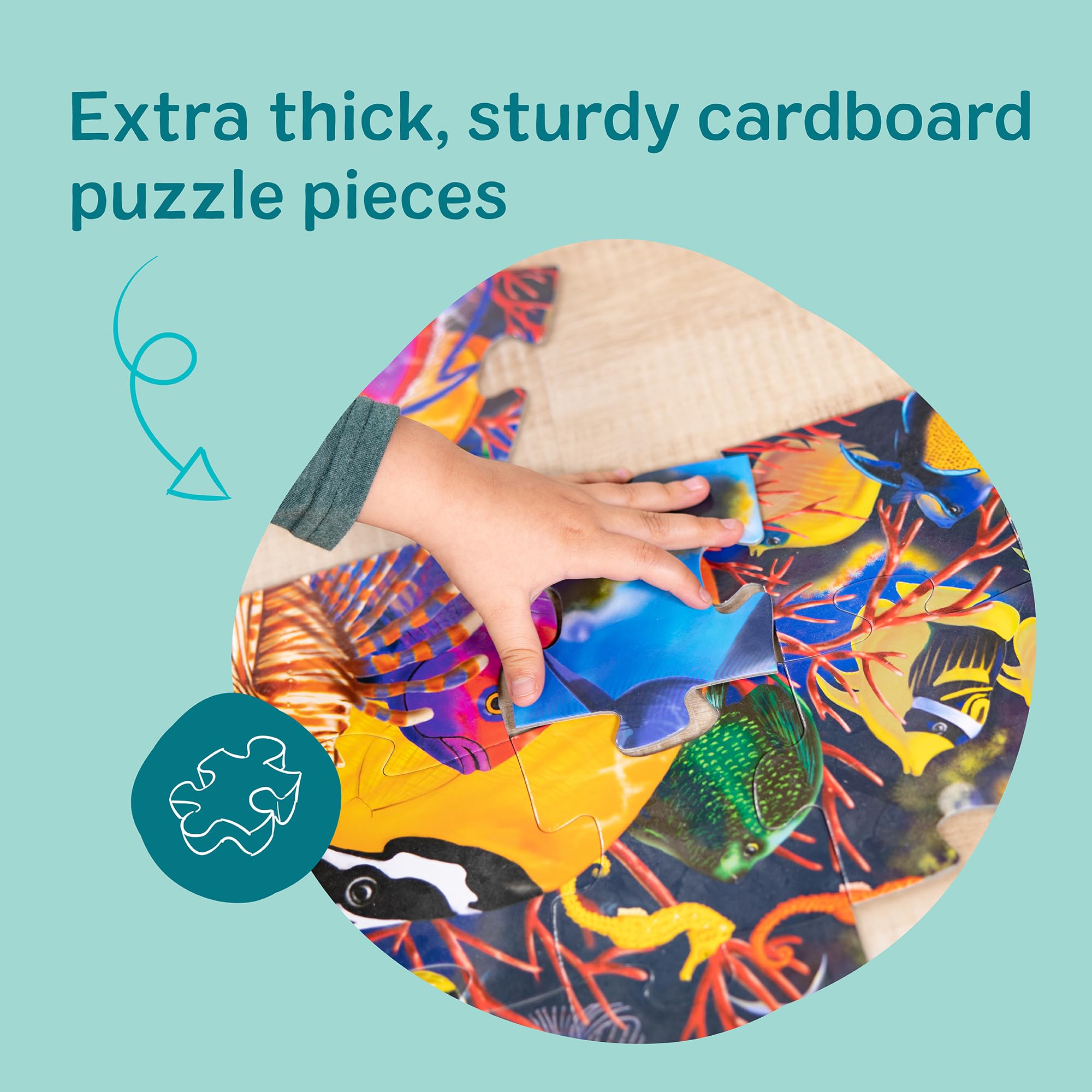 Melissa & Doug Underwater Ocean Floor Puzzle, 48 pc Jumbo Jigsaw Puzzle, Educational Screen Free Activity for Toddler, Preschoolers and Kids Ages 3+ (2 x 3 Feet) - FSC Certified