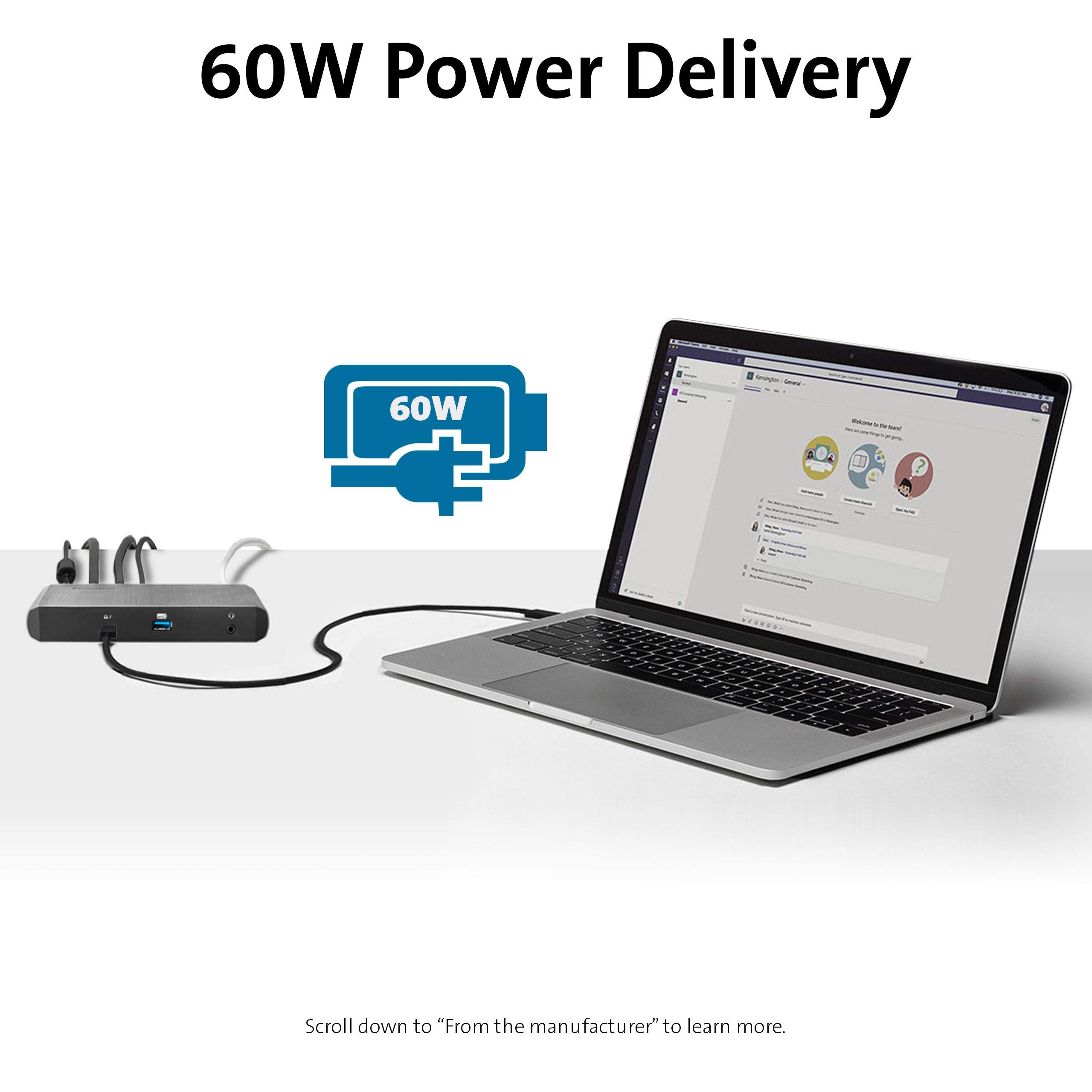 Kensington SD5500T Thunderbolt 3 and USB-C Docking Station, Dual 4K DisplayPort, for Macbooks, Windows and Surface, 60W PD (K38130US)