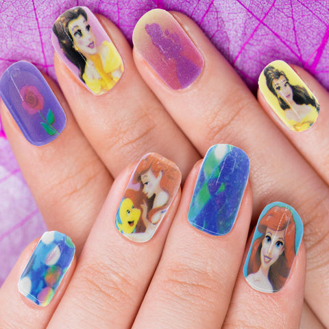 Disney Princess - Townley Girl 48 Pcs Press-On Nails Artificial False Nails Set for Girls, Kids with Pre-Glue Full Cover Acrylic Nail Tip Kit, Ages 6+ for Parties, Sleepovers and Makeovers