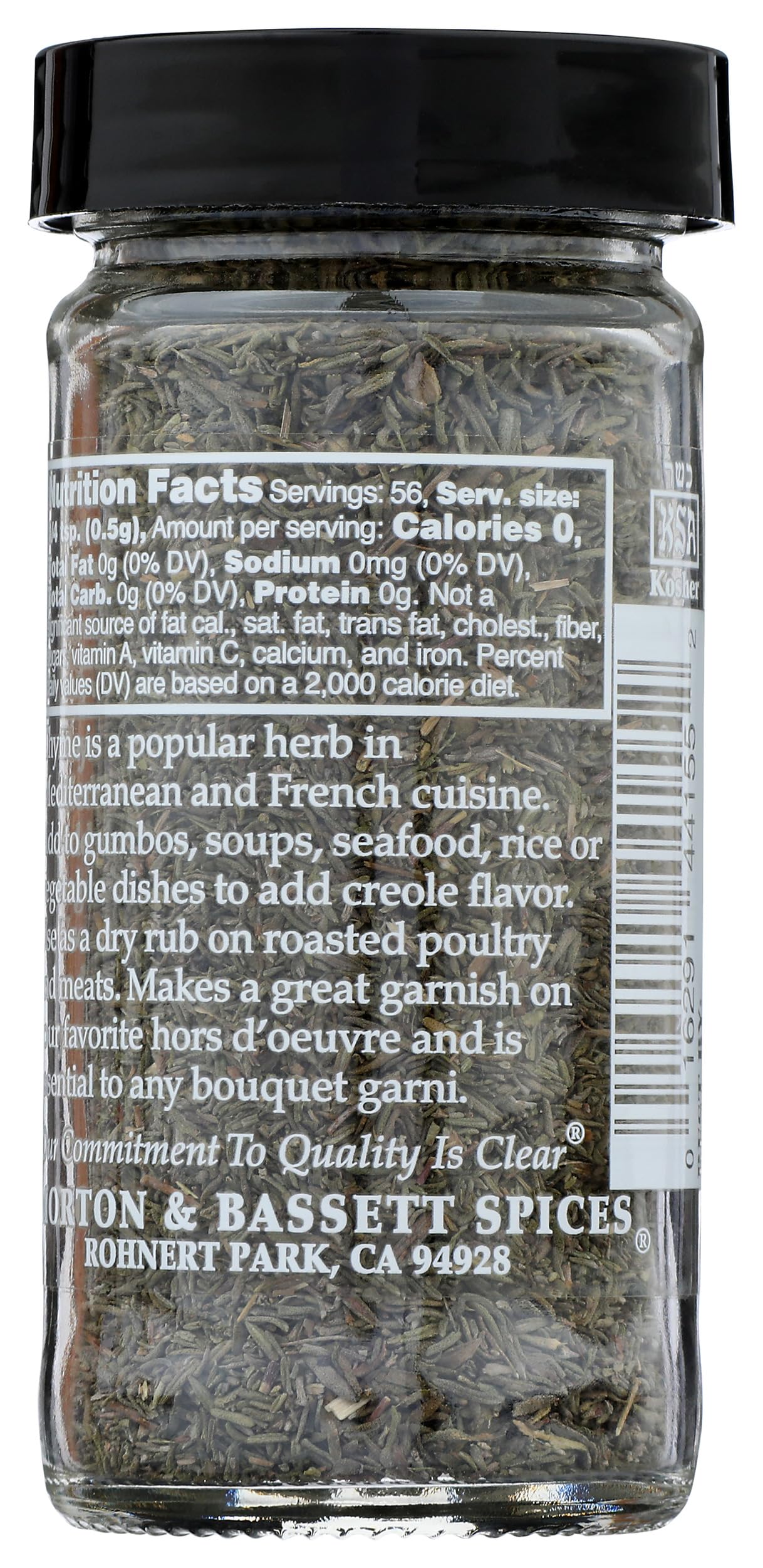 Morton & Bassett Thyme, 1 oz – Non-GMO, Salt-Free, Fragrant Herb for Roasts, Soups & Mediterranean Dishes
