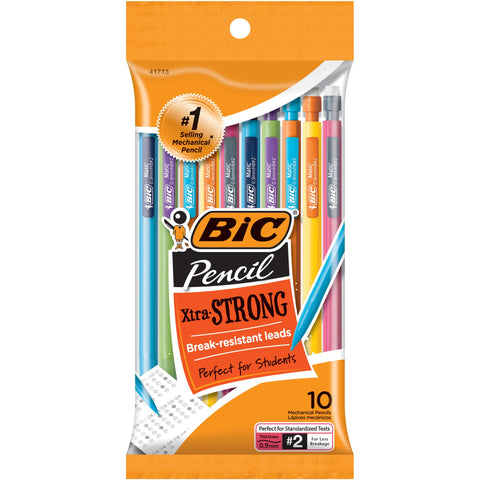 BIC Xtra-Strong Mechanical Pencil, Colorful Barrel, Thick Point (0.9mm), 10-Count