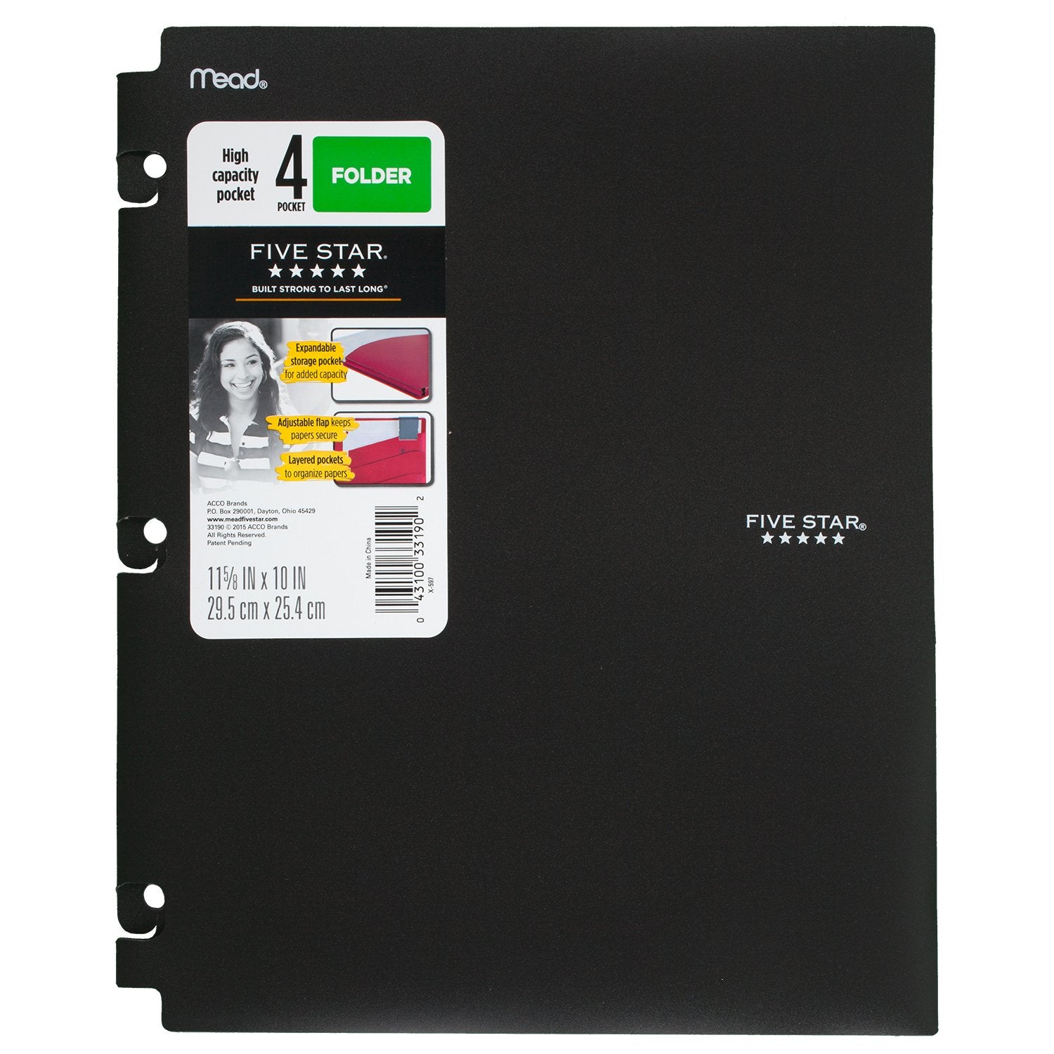 Five Star 2-Pocket Folders, Snap-In Binder Folder, Assorted Primary Colors, 4 Pack (73266)