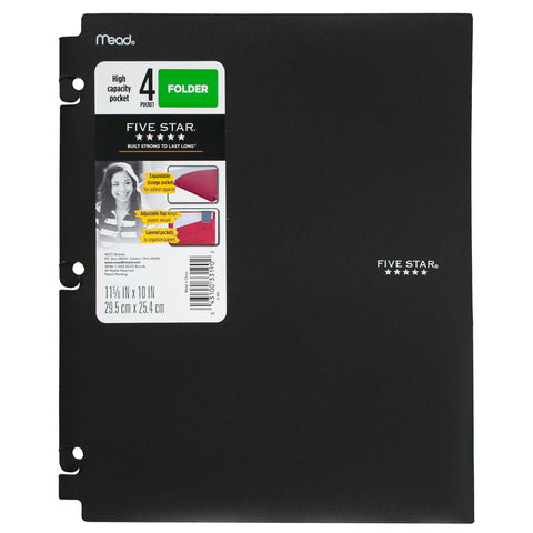 Five Star 2-Pocket Folders, Snap-In Binder Folder, Assorted Primary Colors, 4 Pack (73266)