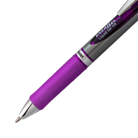 Pentel Energel RTX Retractable Liquid Gel Pen, Bold Line, Metal Tip, Violet Ink Pack of 2 (BL80BP2V)
