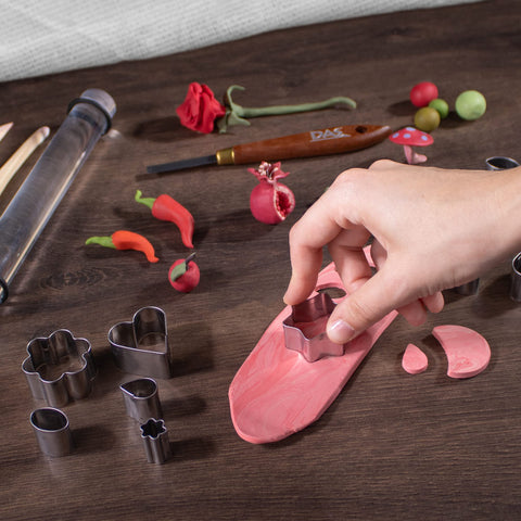 DAS Modelling Tools Metal Cutters - 12pc Assorted Clay Cutter Set for All Artists - Air Hardening Clay and Polymer Clay Cutters - Easy to Clean Durable Mini Clay Cutters in Various Shapes