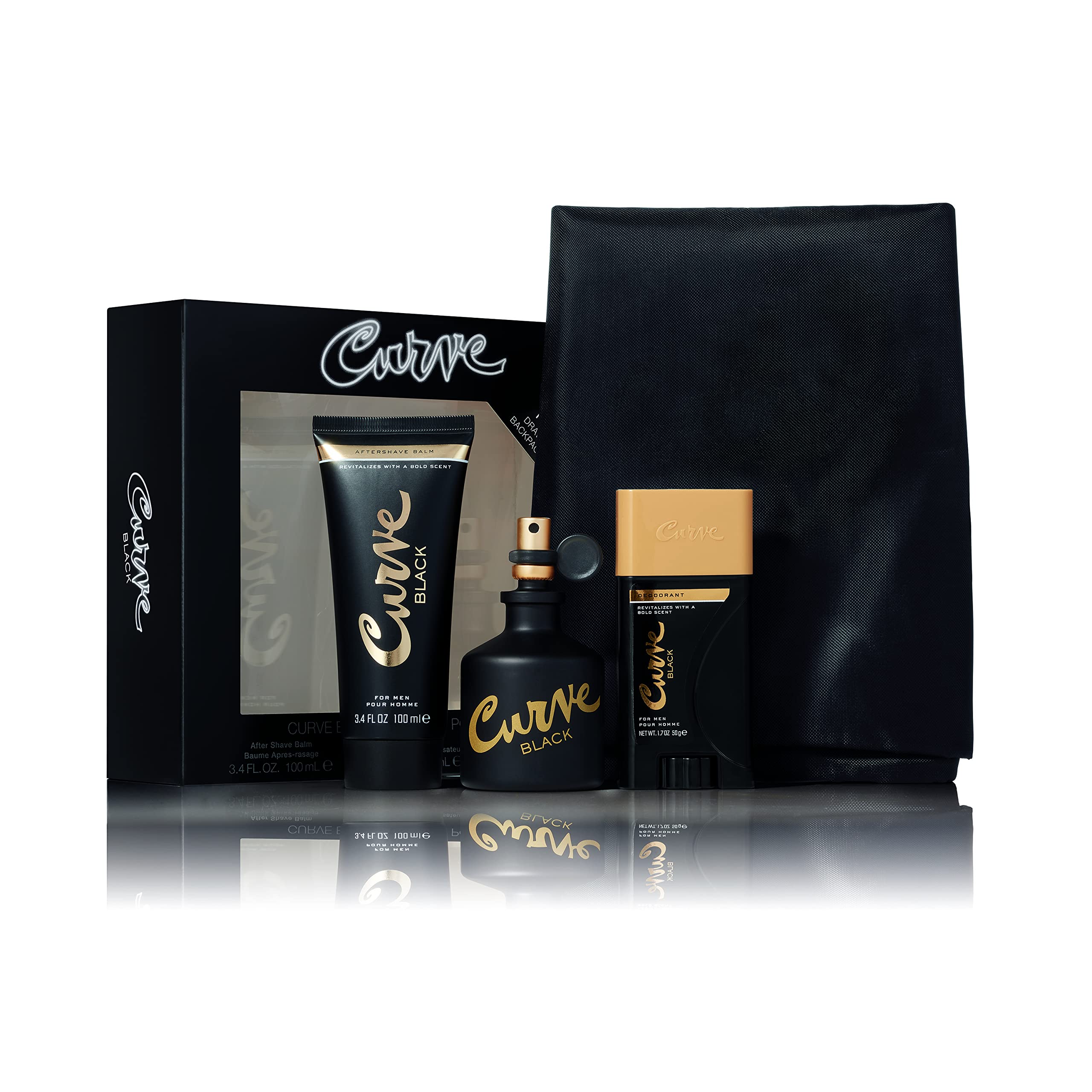 Curve Men's Cologne Fragrance Set, Body Wash, Cologne Spray & Deodorant, Casual Day or Night Scent, Curve Black, 3 Piece Set, 2.5 fl. oz