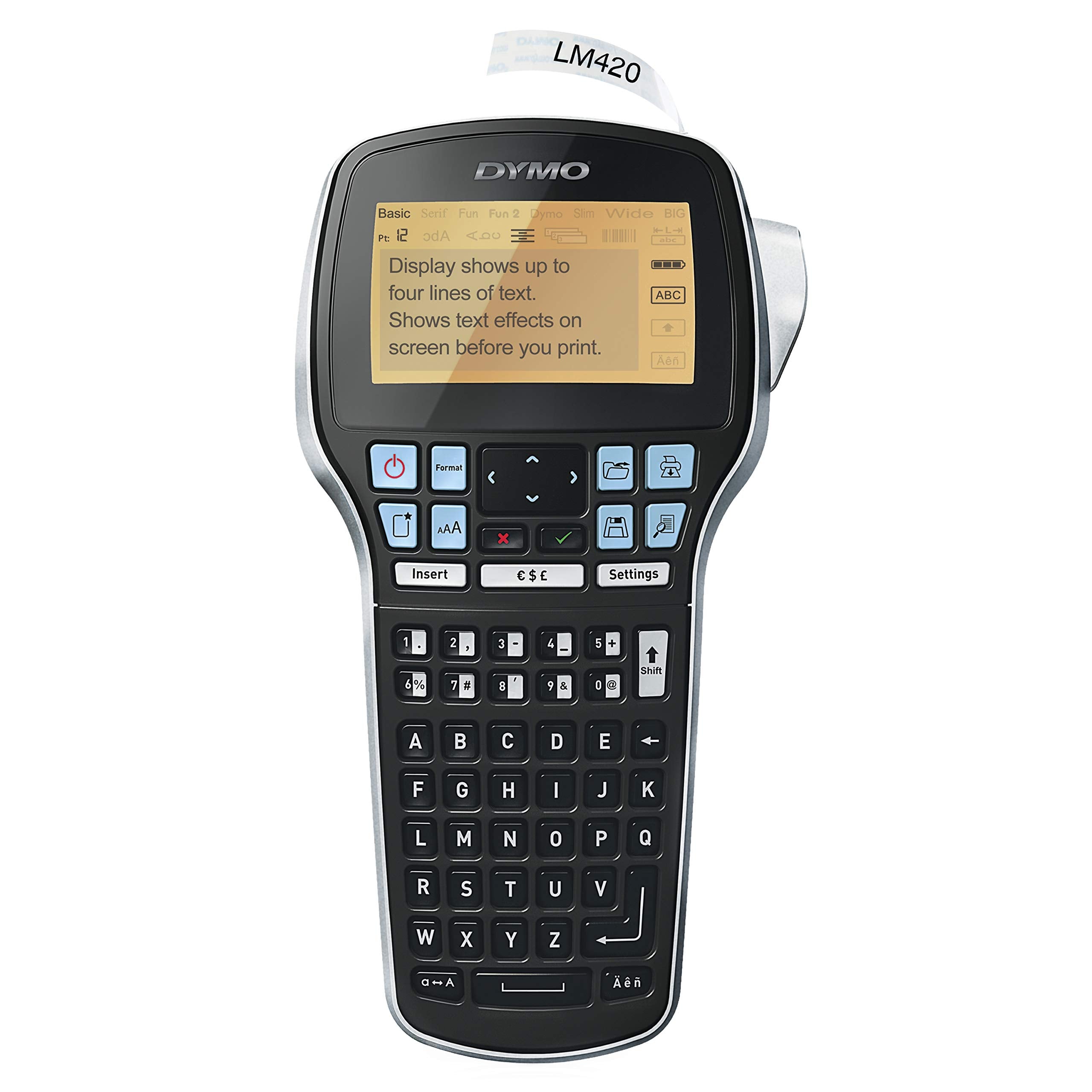 DYMO Label Maker with Adapter LabelManager 420P High-Performance Label Maker Rechargeable PC and Mac Connectivity Bright Backlit Display Easy-to-Use Portable For Home & Office Organization