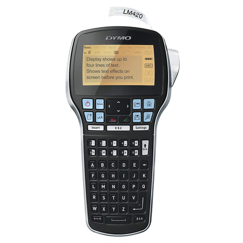 DYMO Label Maker with Adapter LabelManager 420P High-Performance Label Maker Rechargeable PC and Mac Connectivity Bright Backlit Display Easy-to-Use Portable For Home & Office Organization