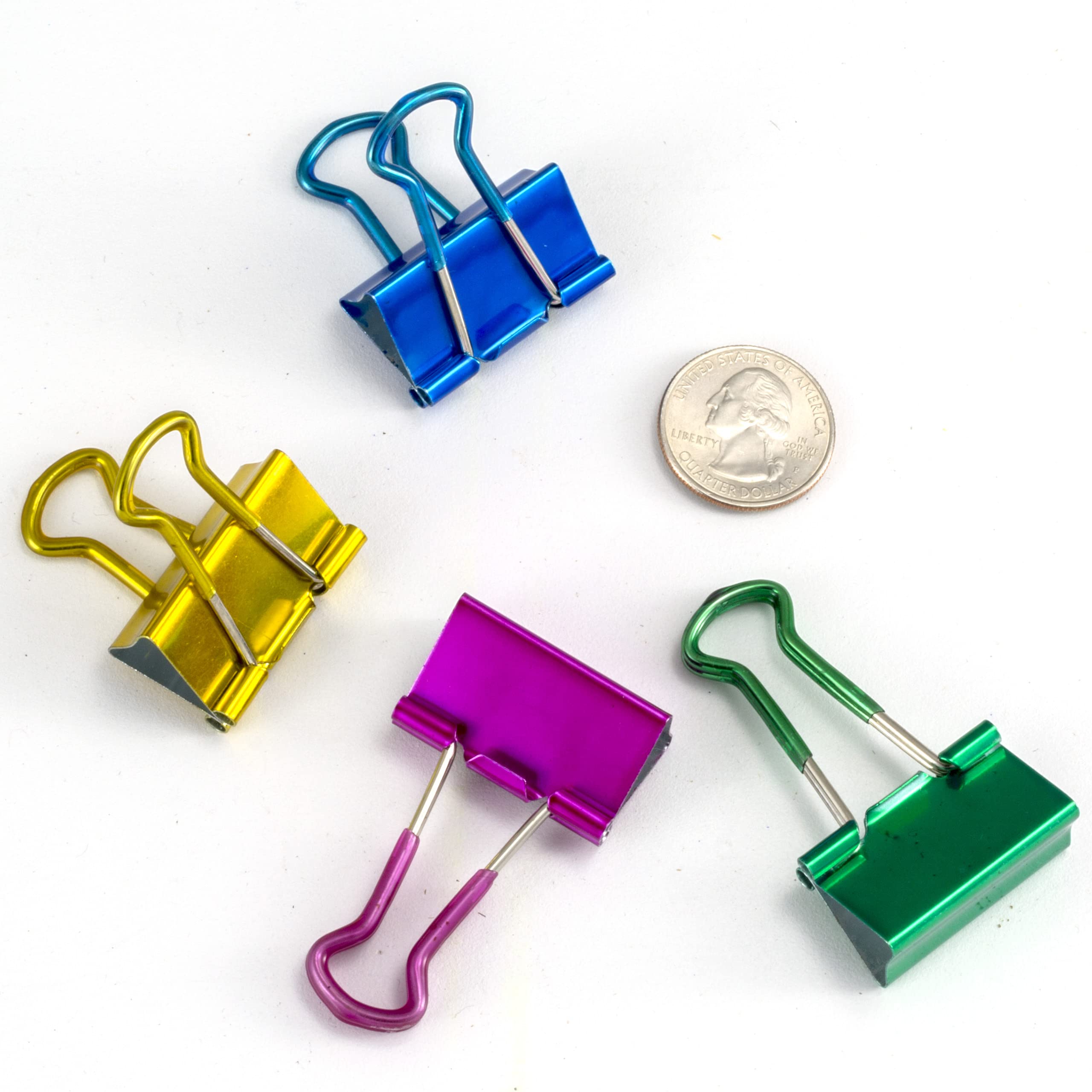 Officemate Easy Grip Medium Binder Clips, Assorted Metallic Colors, 12 Pack (31054)