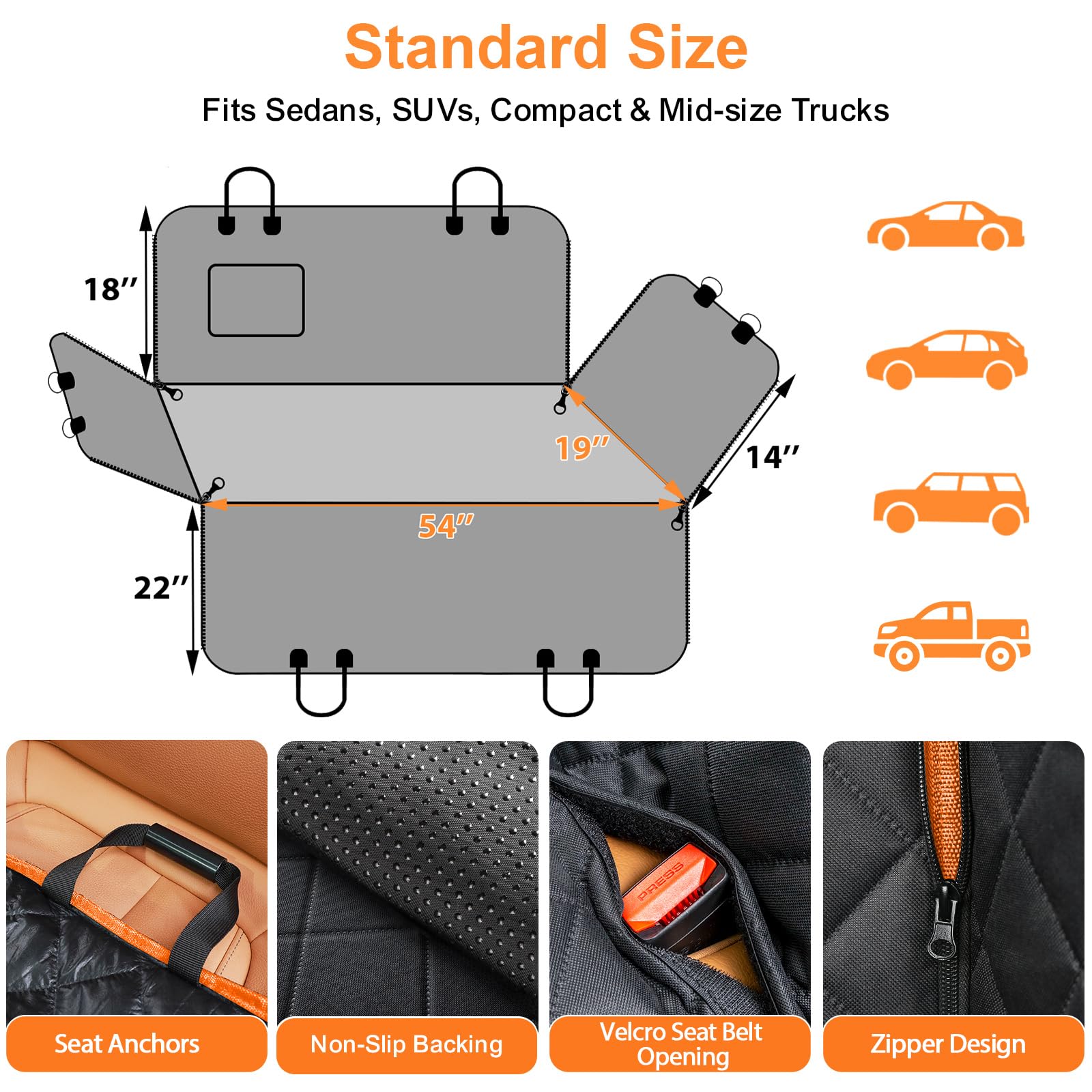 URPOWER Dog Car Seat Cover for Pets 100% Waterproof Seat Cover Hammock 600D Heavy Duty Scratch Proof Nonslip Durable Soft Back Seat Covers for Cars Trucks and SUVs