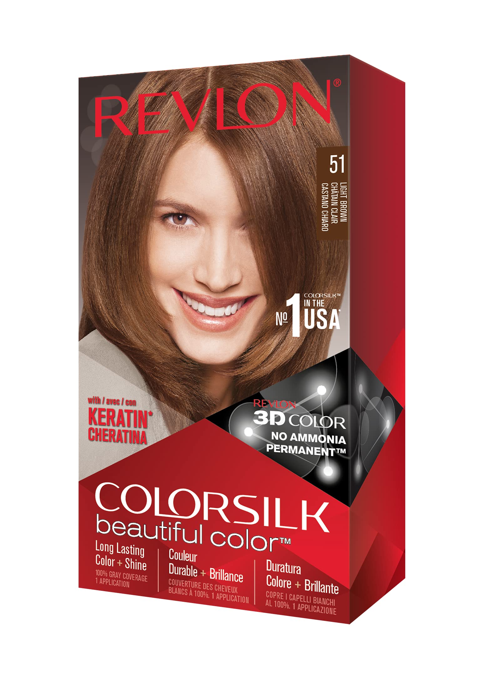 Revlon ColorSilk Hair Color, 51 Light Brown 1 ea