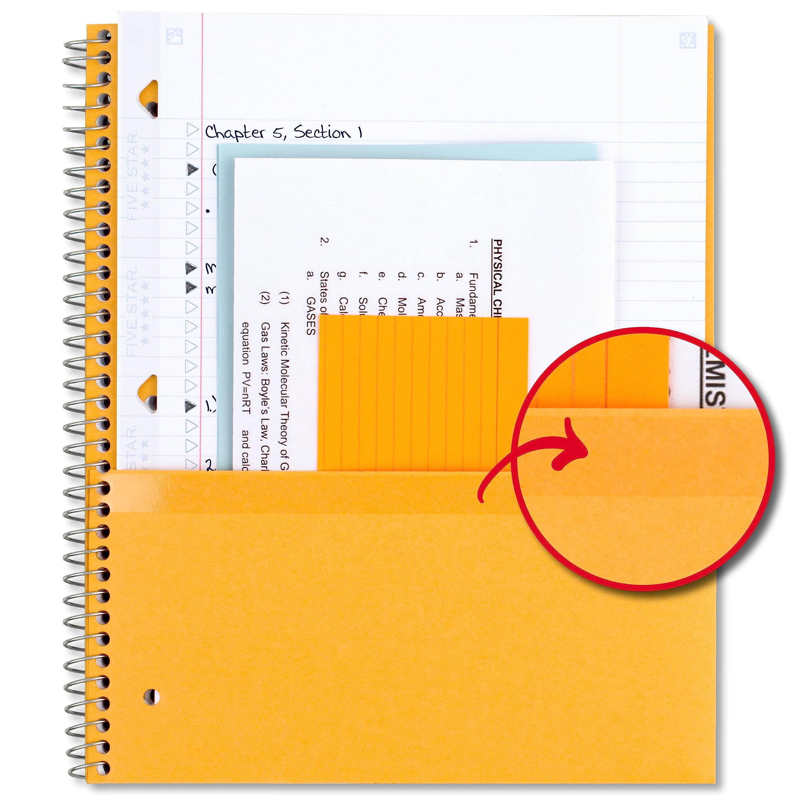 Five Star Spiral Notebooks Plus Study App, 2 Pack, 5 Subject, College Ruled Paper, 11" x 8-1/2", 200 Sheets, Black & White (73035)
