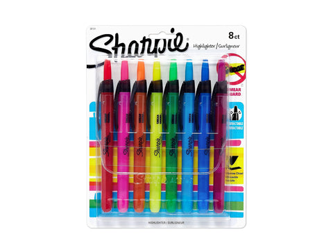 Sharpie 28101 Accent Retractable Highlighters Chisel Tip Assorted Colors 8/Set