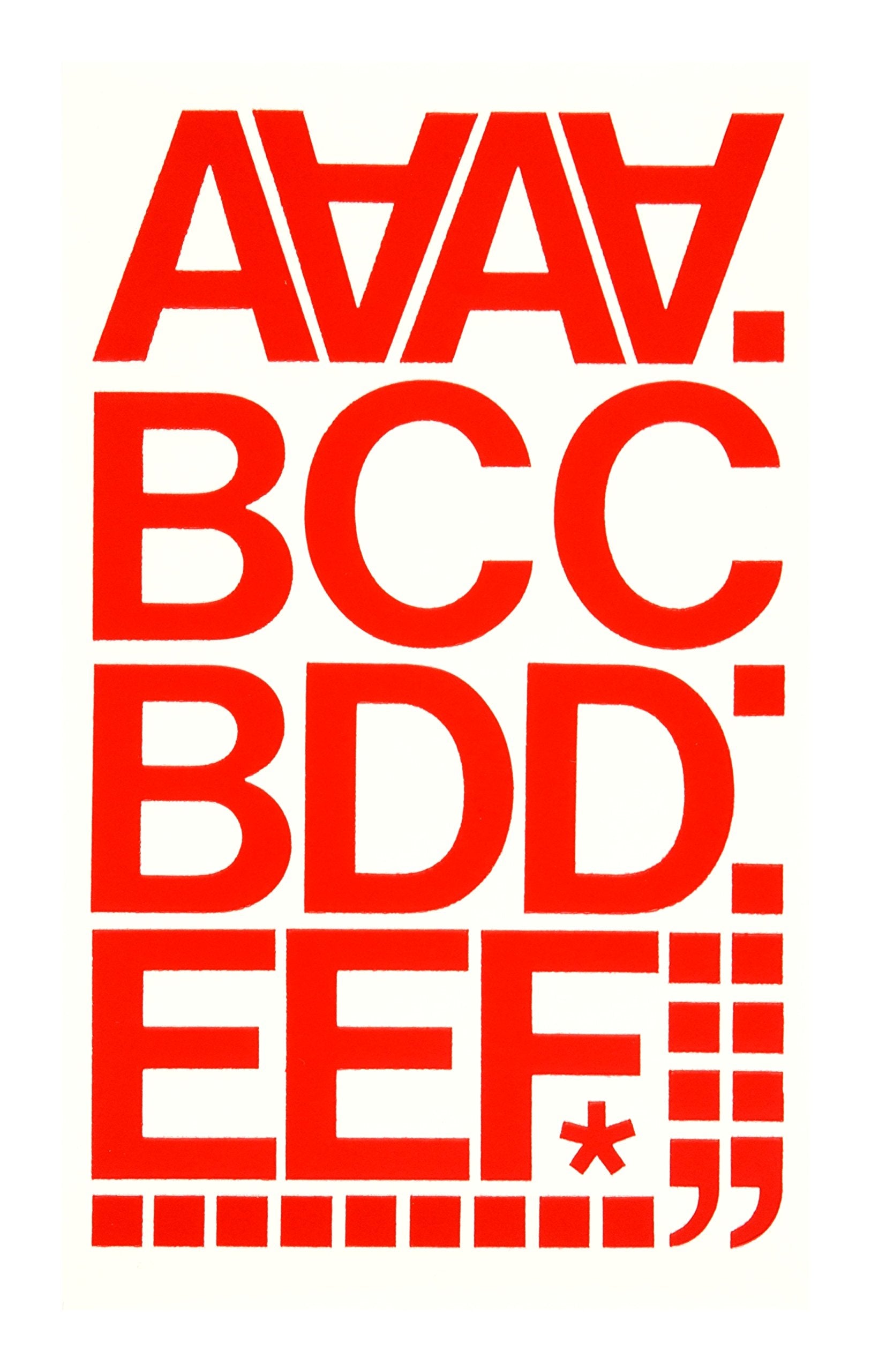 Chartpak Vinyl Helvetica Style Letters Letter & Number, 2 Inches High, Red (01052)