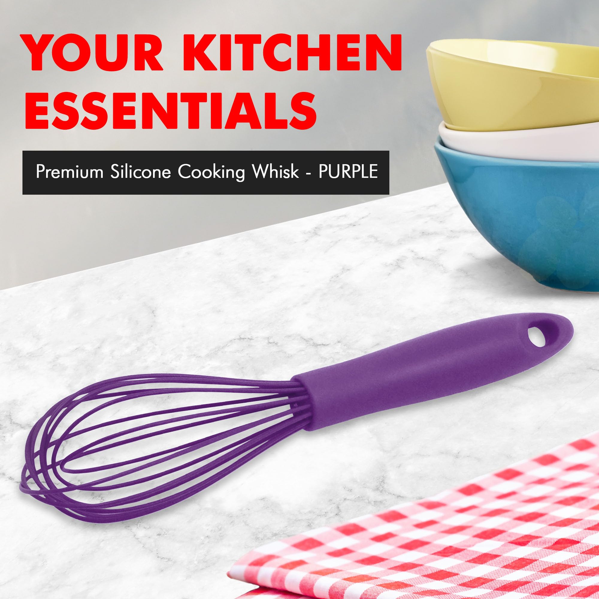 Chef Craft Premium Silicone Wire Cooking Whisk, 10.5 Inch, Purple