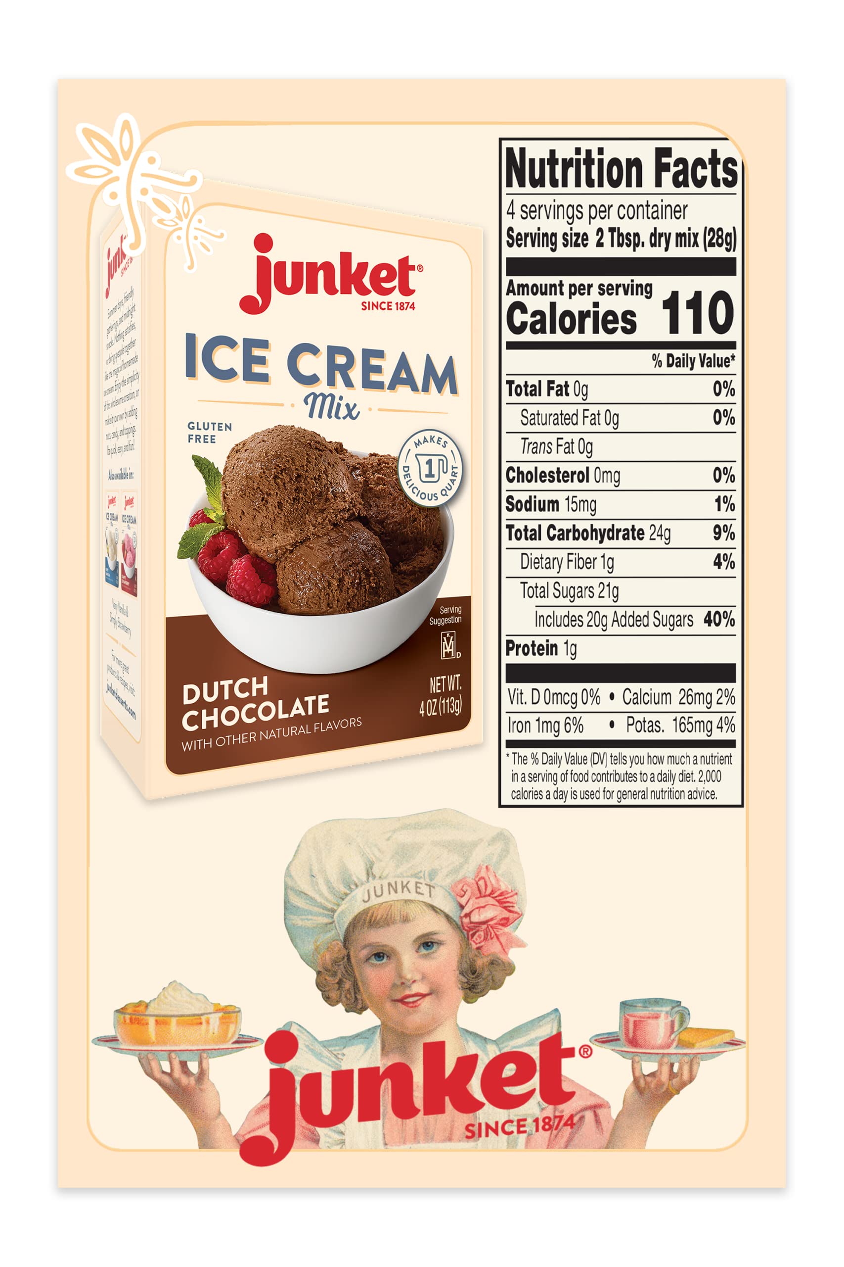 Junket Dutch Chocolate Ice Cream Mix, 4 Ounce (makes 1 quart)