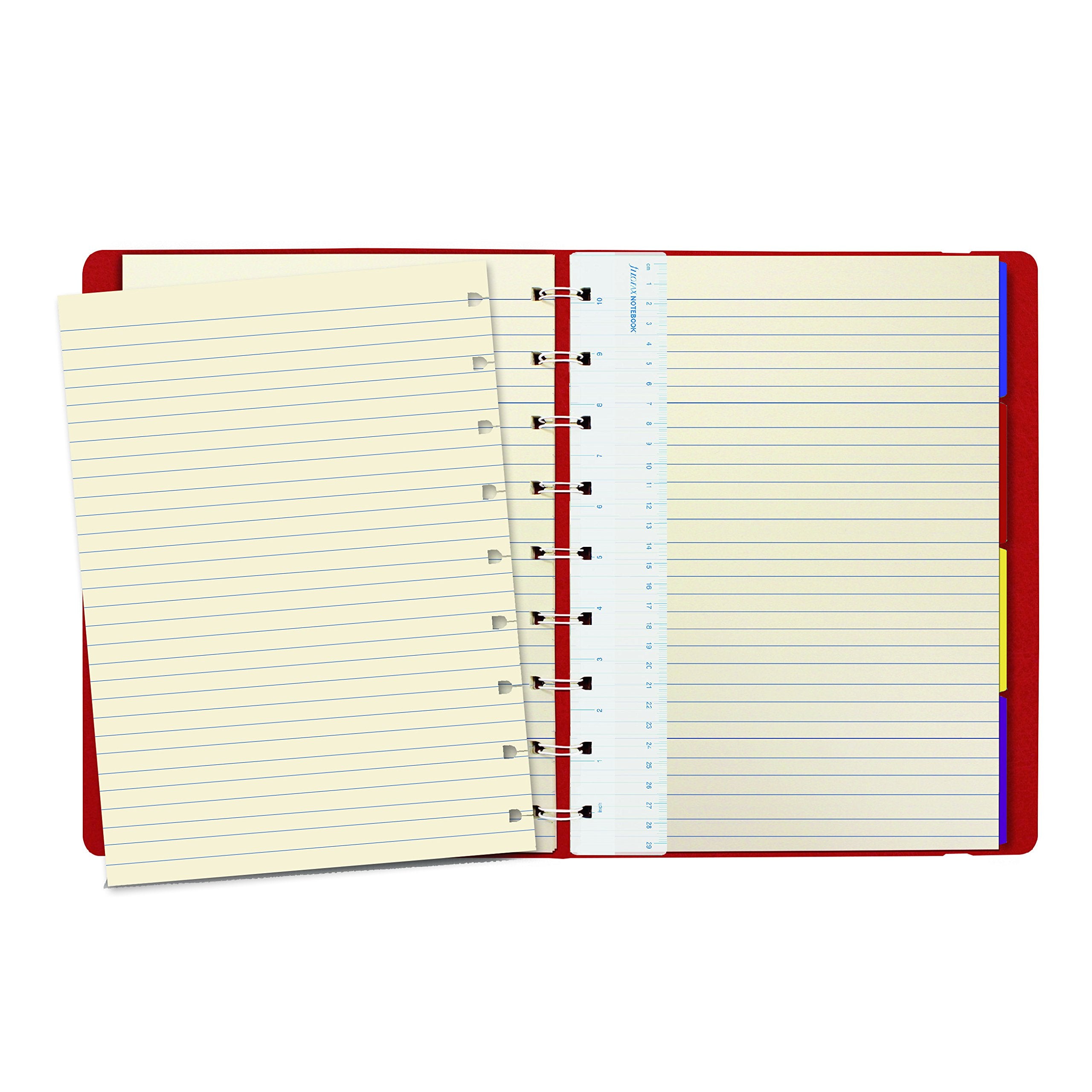 FILOFAX REFILLABLE NOTEBOOK CLASSIC, 9.25" x 7.25" Red - Elegant leather-look cover with moveable pages - Elastic closure, index, pocket and page marker (B115902U)