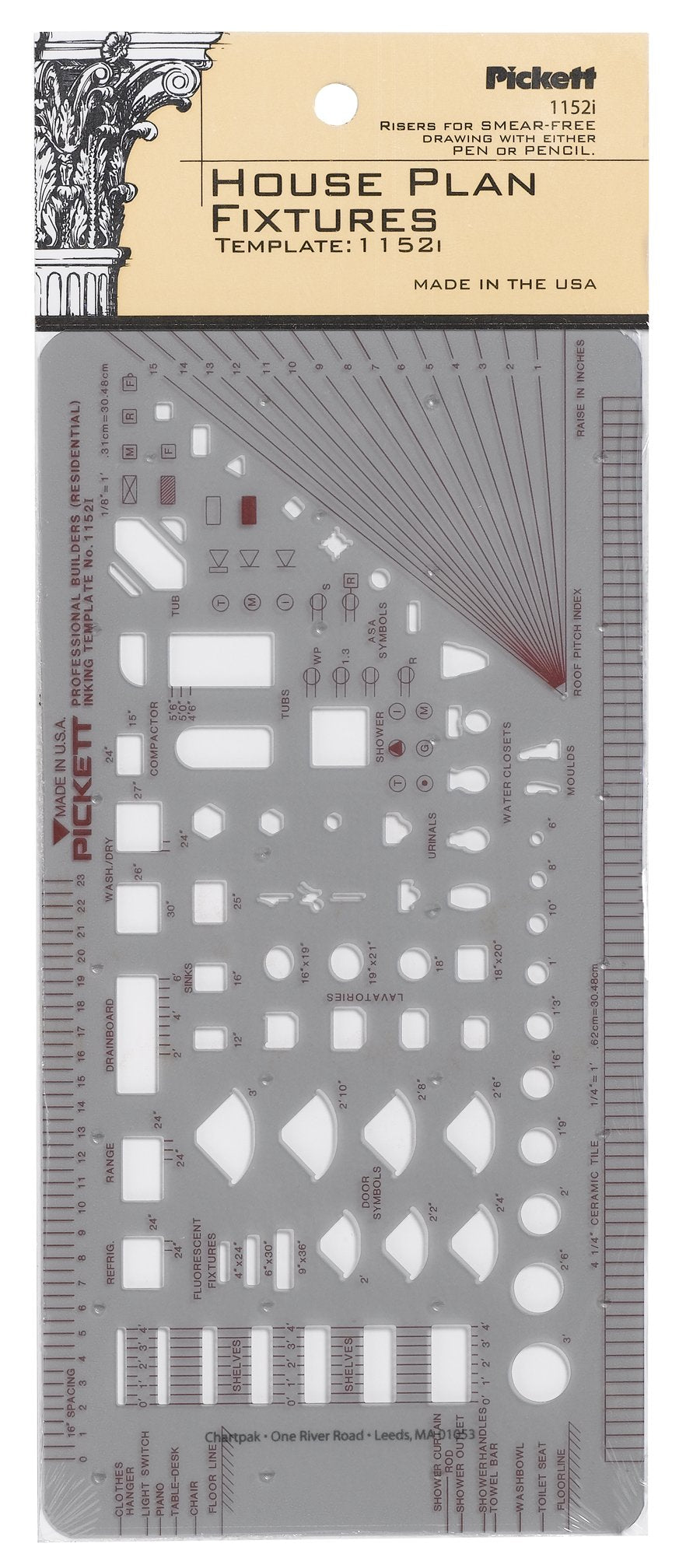 Pickett House Plan Fixtures Kitchen and Bath Template, 1/8 Inch Scale (1152I)