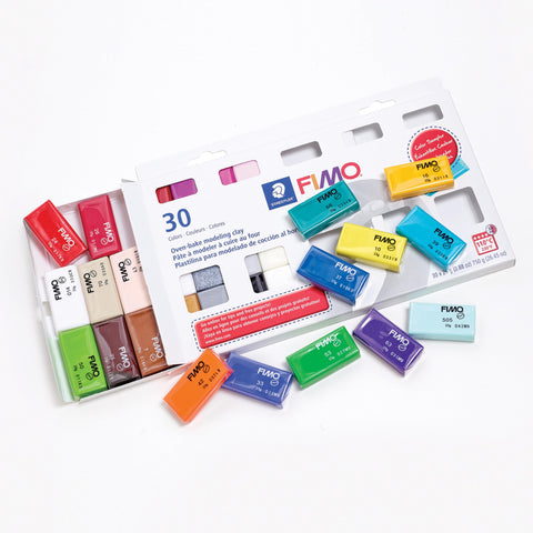 STAEDTLER FIMO Soft Oven-Bake Polymer Clay - Assorted Colors Sampler: 30 x 25g Half Blocks - Starter Kit for Modelling, Jewelry Making, Sculpting, Non-Toxic, Adult Arts and Crafts Supplies & Hobbies