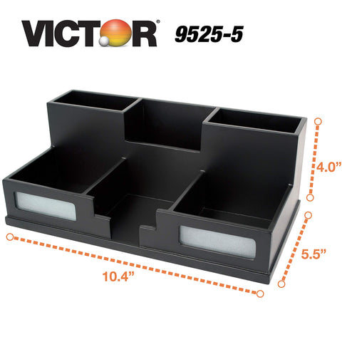 Victor Wood Desk Organizer with Smart Phone Holder, Midnight Black, 9525-5