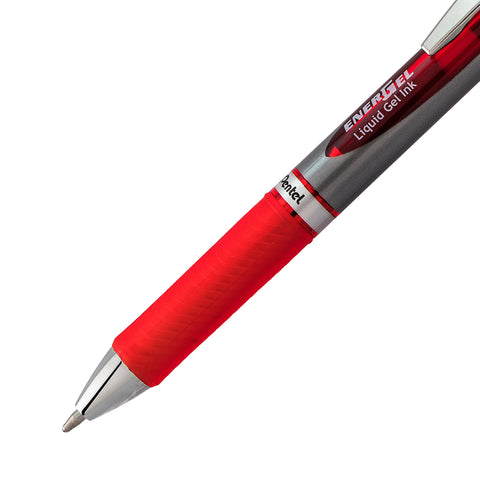 Pentel EnerGel RTX Retractable Liquid Gel Pen, Bold Line, Metal Tip, Red Ink 2-Pack (BL80BP2B)
