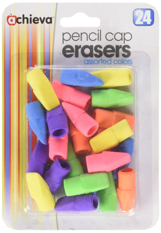 Officemate Achieva Pencil Eraser Caps, 24 in a pack, Assorted Colors (30552)