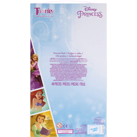 Disney Princess - Townley Girl 48 Pcs Press-On Nails Artificial False Nails Set for Girls, Kids with Pre-Glue Full Cover Acrylic Nail Tip Kit, Ages 6+ for Parties, Sleepovers and Makeovers