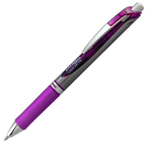 Pentel Energel RTX Retractable Liquid Gel Pen, Bold Line, Metal Tip, Violet Ink Pack of 2 (BL80BP2V)