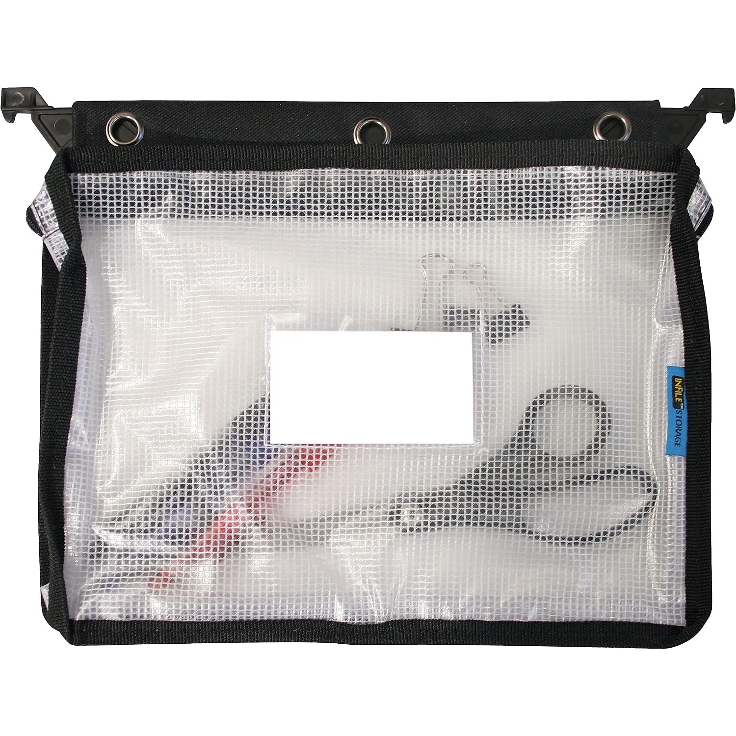 Expanding Zipper Pouch, Clear/Black - 13 in x 11.5 in x 1.25 in