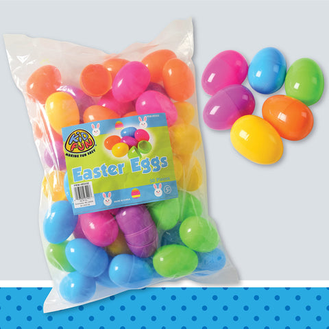 U.S. Toy Plastic Easter Eggs (50 per Order), Assorted Colors, 2.5" (SS-UST-ED232)