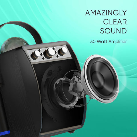 MASINGO Karaoke Machine for Adults and Kids with 2 Wireless Microphones, Portable Singing PA Speaker System Set with Disco Ball Party Lights & TV Cable, Ostinato M7