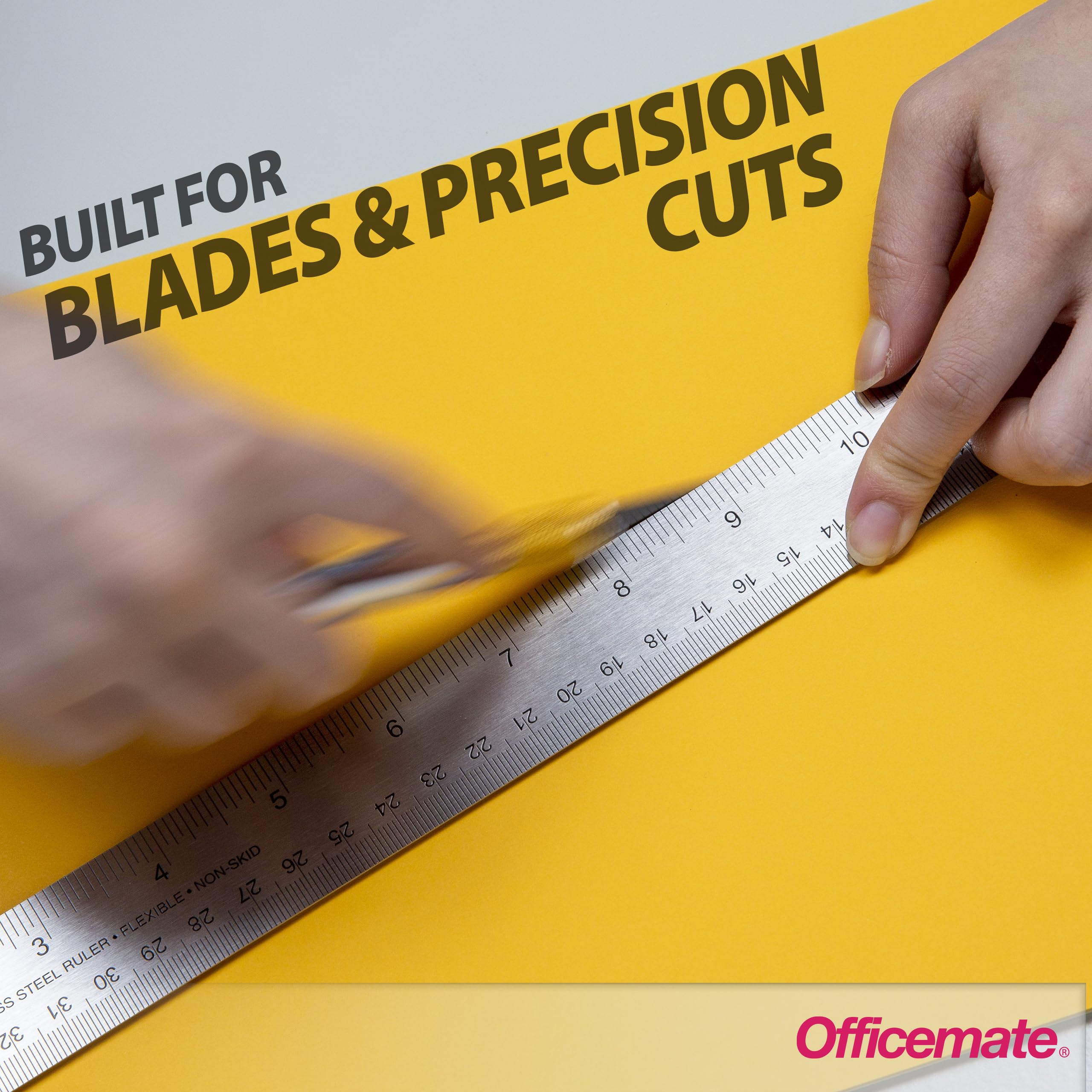 Officemate Classic Stainless Steel Metal Ruler, 15 inches with Metric Measurements, Silver, 15 L x 1.25 W (66612)