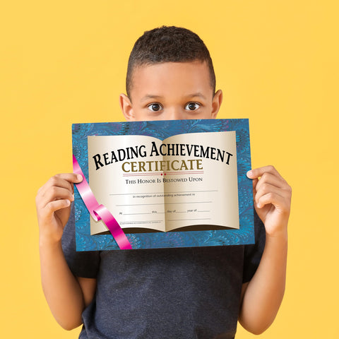 Hayes Reading Achievement Certificate, Blue Marbled Design, Customizable Student Awards for Excellence in Reading, 8.5" x 11", 30 Pack of Certificates