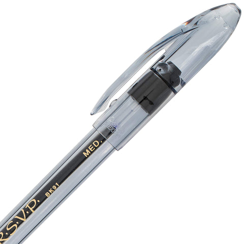 Pentel RSVP Colors Ballpoint Pen, (1.0mm), Medium Line, Black Ink, Pack of 2 (BK91CRBP2A)