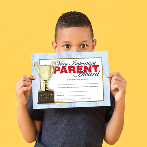 Hayes Very Important Parent Award Certificates, Personalized Parent Recognition Certificates with Trophy Design, Full-Color Matte Finish, 8.5" x 11" - 30 Pack