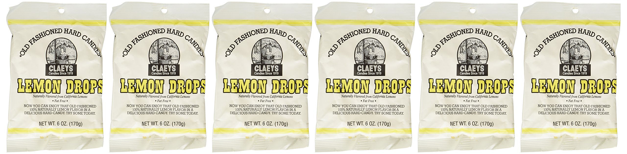 Claey's Candies Lemon Drop Hard Candy, 6 Package Deal