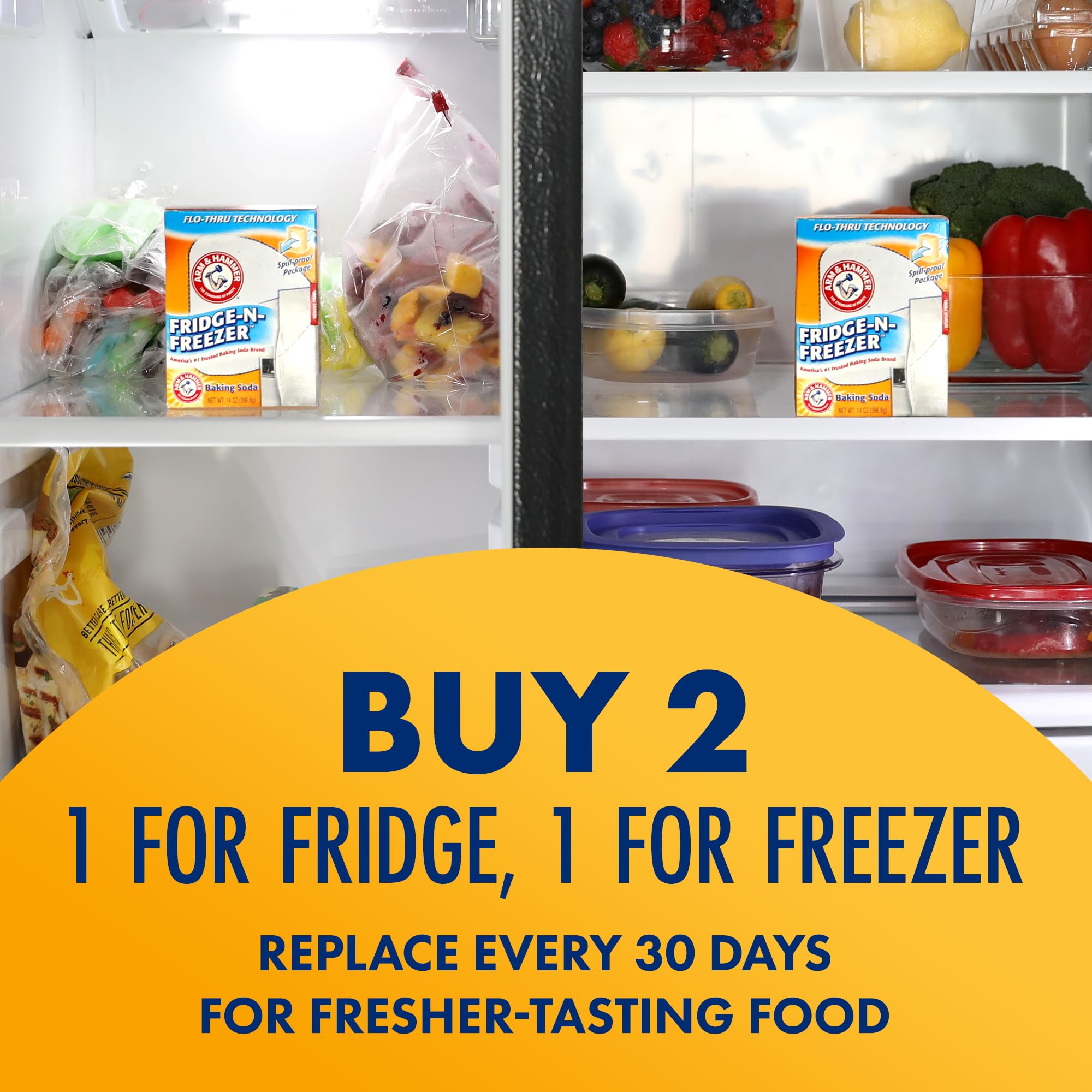 Arm & Hammer Baking Soda Fridge-n-Freezer Odor Absorber, Orange 14 oz, Pack of 12