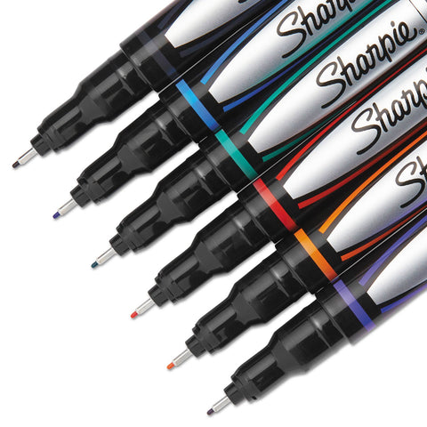 Sharpie 1751690 Plastic Point Stick Permanent Water Resistant Pen Assorted Fine 6/Pack
