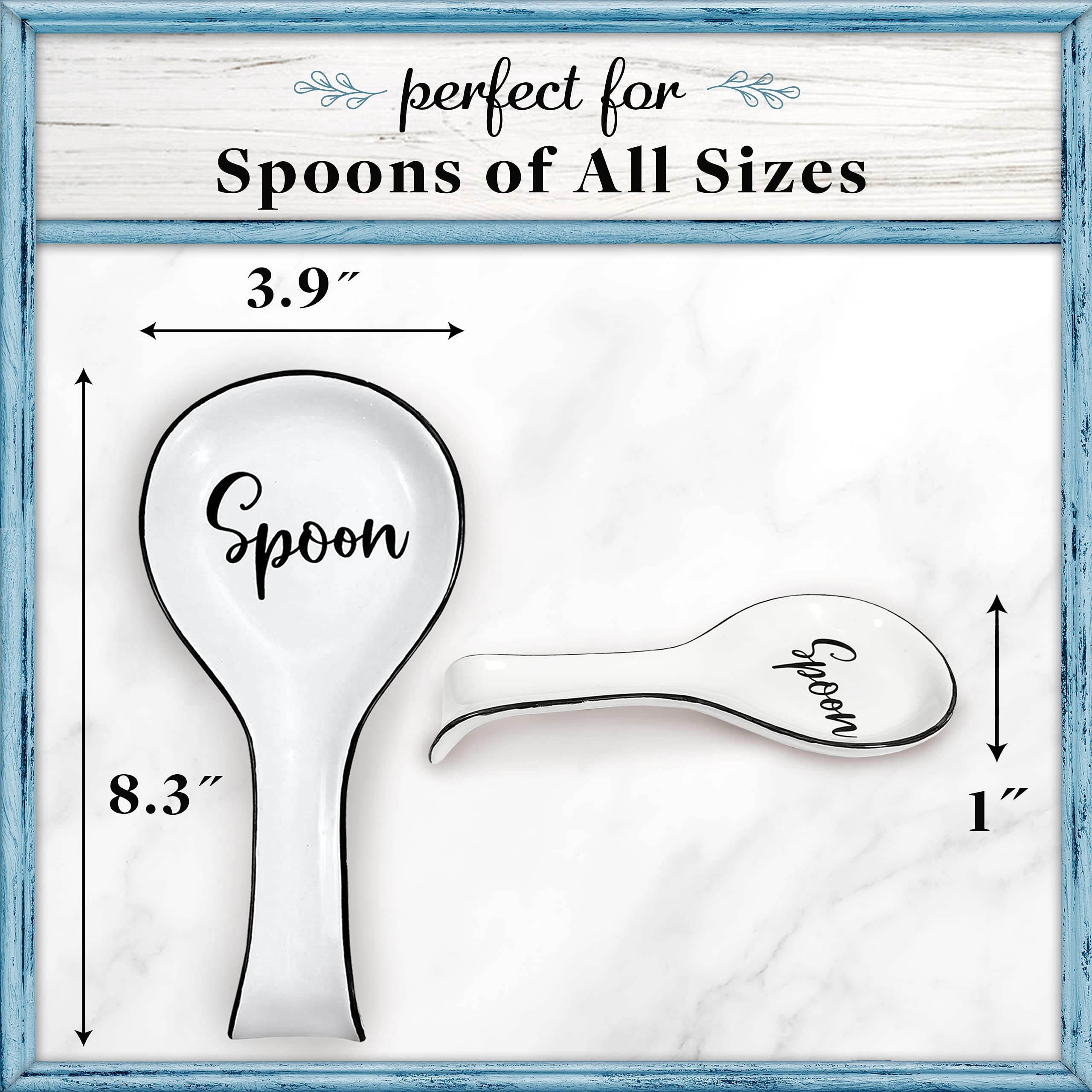 Home Acre Designs Spoon Rest For Kitchen Counter & Stove Top - White Ceramic Spoon Holder for Cooking & Counter Protection - Essential Kitchen Gadgets - White Farmhouse