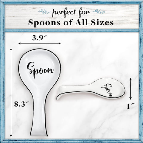 Home Acre Designs Spoon Rest For Kitchen Counter & Stove Top - White Ceramic Spoon Holder for Cooking & Counter Protection - Essential Kitchen Gadgets - White Farmhouse