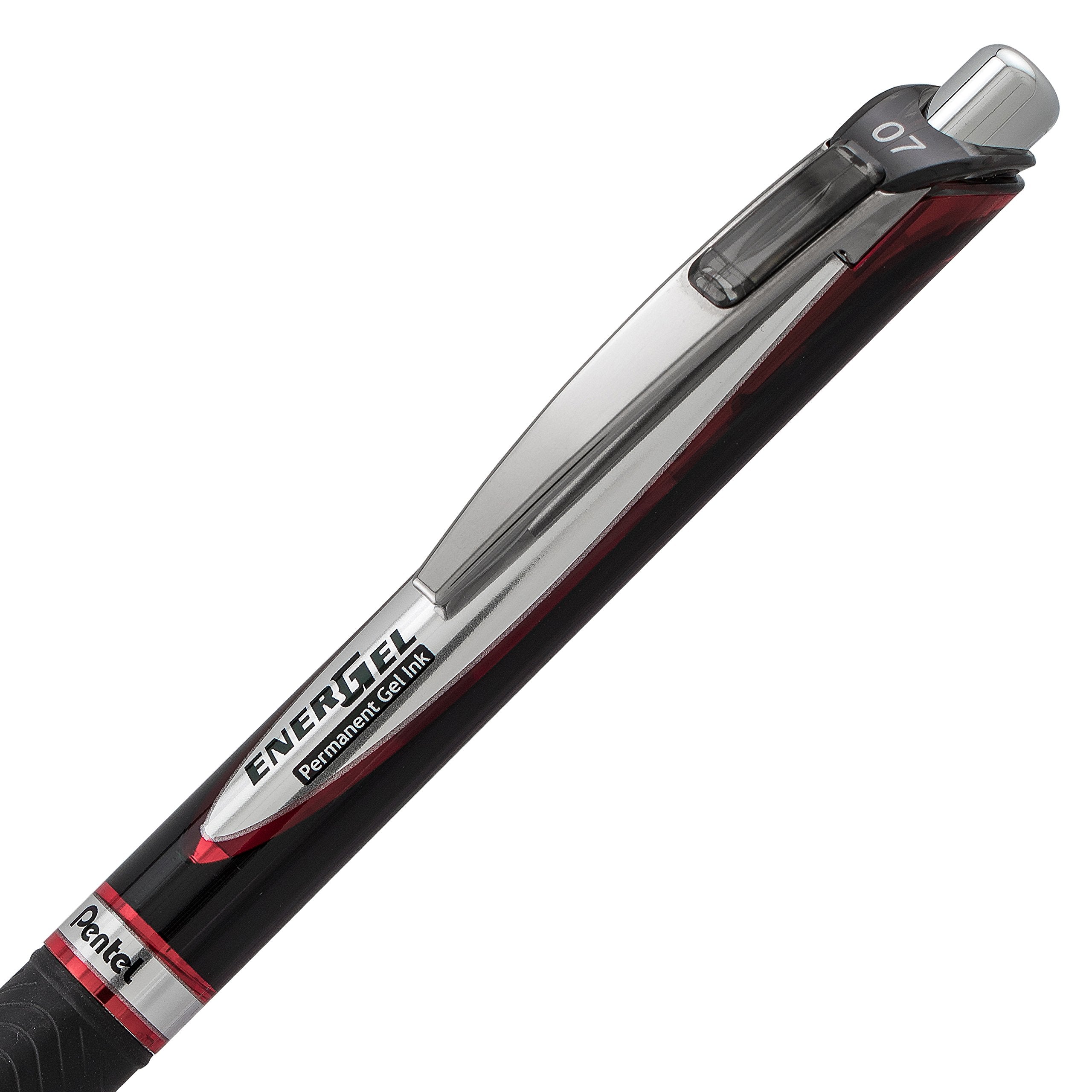 Pentel EnerGel Pro Permanent Gel Ink Pen, (0.7mm) Assorted Colors, 3 Pack (BLP77BP3M), black/red/blue