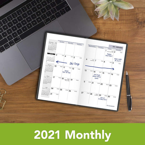 2021 Pocket Calendar by AT-A-GLANCE, Monthly Planner, 3-1/2" x 6", Pocket Size, DayMinder, Black (SK530021)