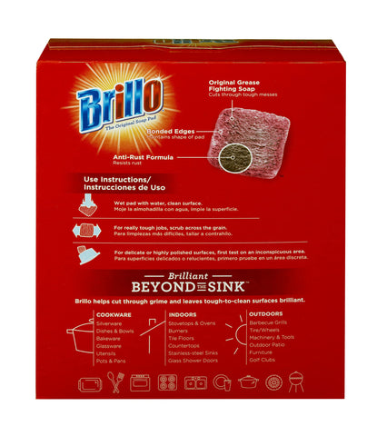 Brillo Steel Wool Soap Pads, Long Lasting, Original Scent Cleaning, 18 Count (Original, 18 Count (Pack of 2))