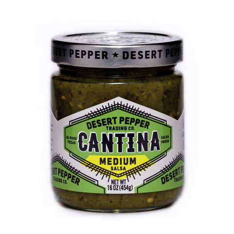 Desert Pepper Trading Company Cantina Salsa, Medium Green, With Green Chiles, Jalapenos, Cilantro, Garlic 16-Ounce (1-Pack)